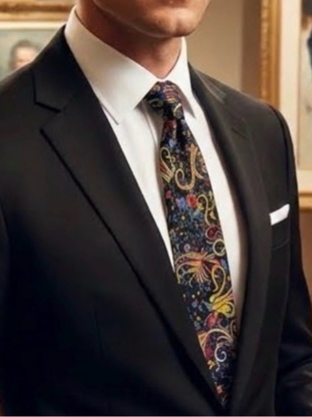 Bullock and Jones Black Abstract Silk Tie